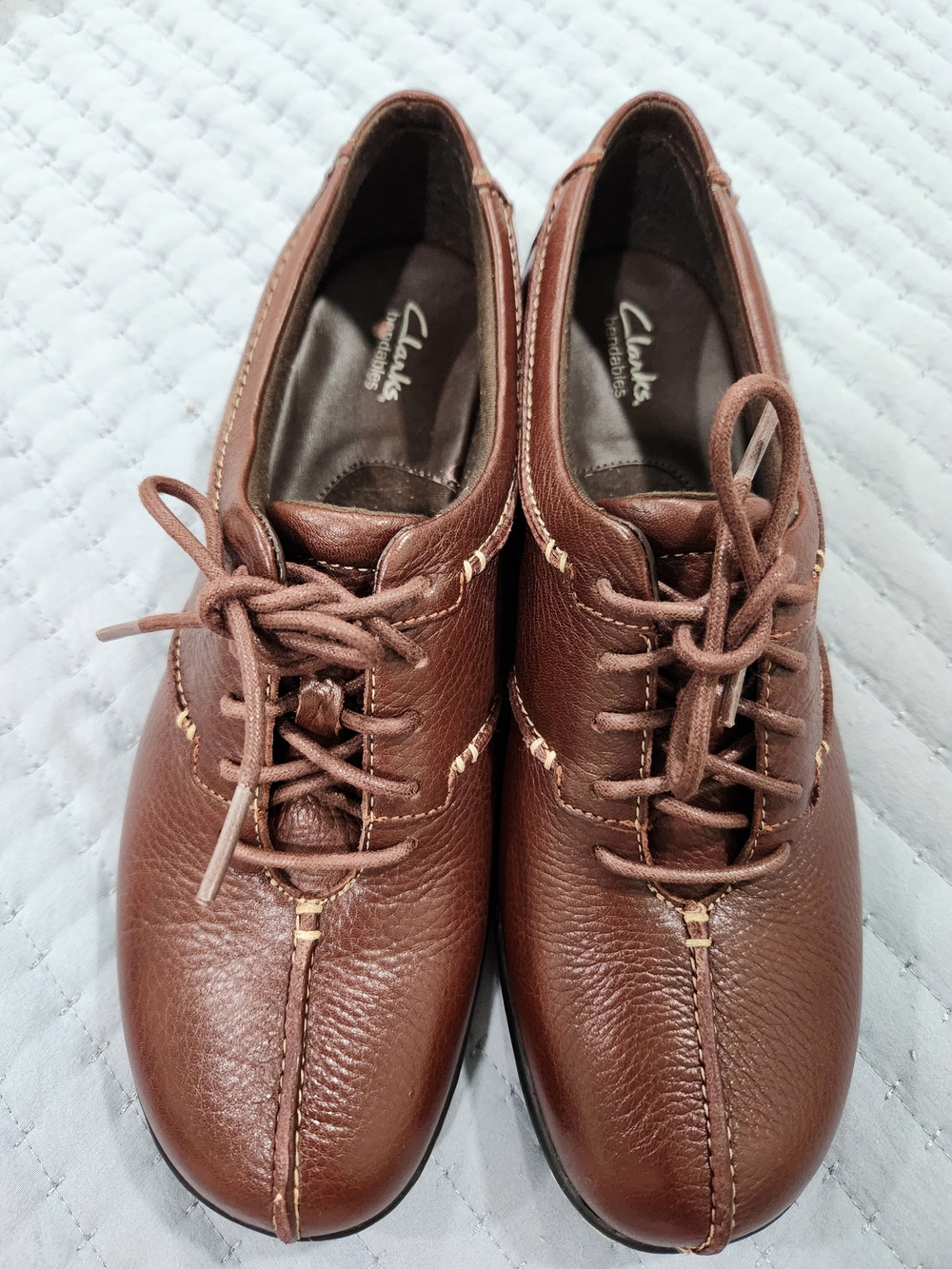 Clarks Brown Leather Lace-Up Derby Shoes